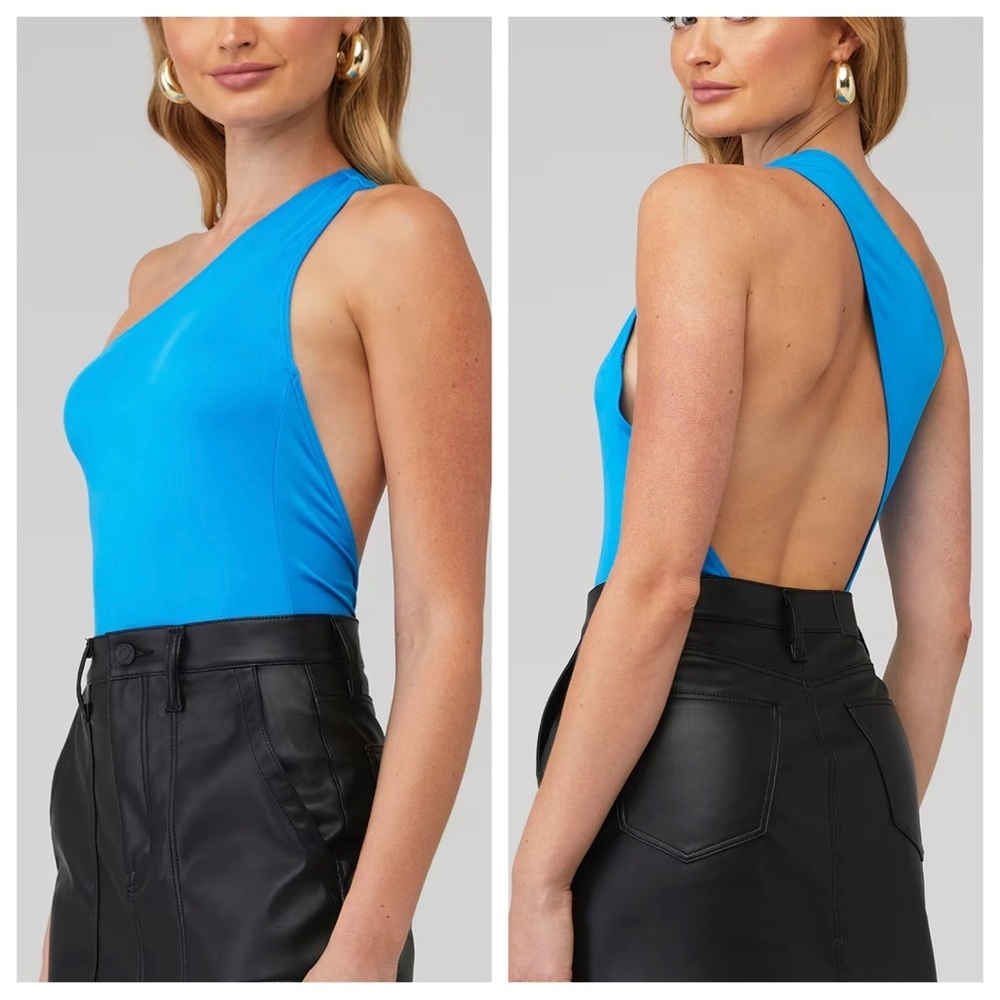 OW collection Ezra Blue One-Shoulder asymmetrical Bodysuit 51556